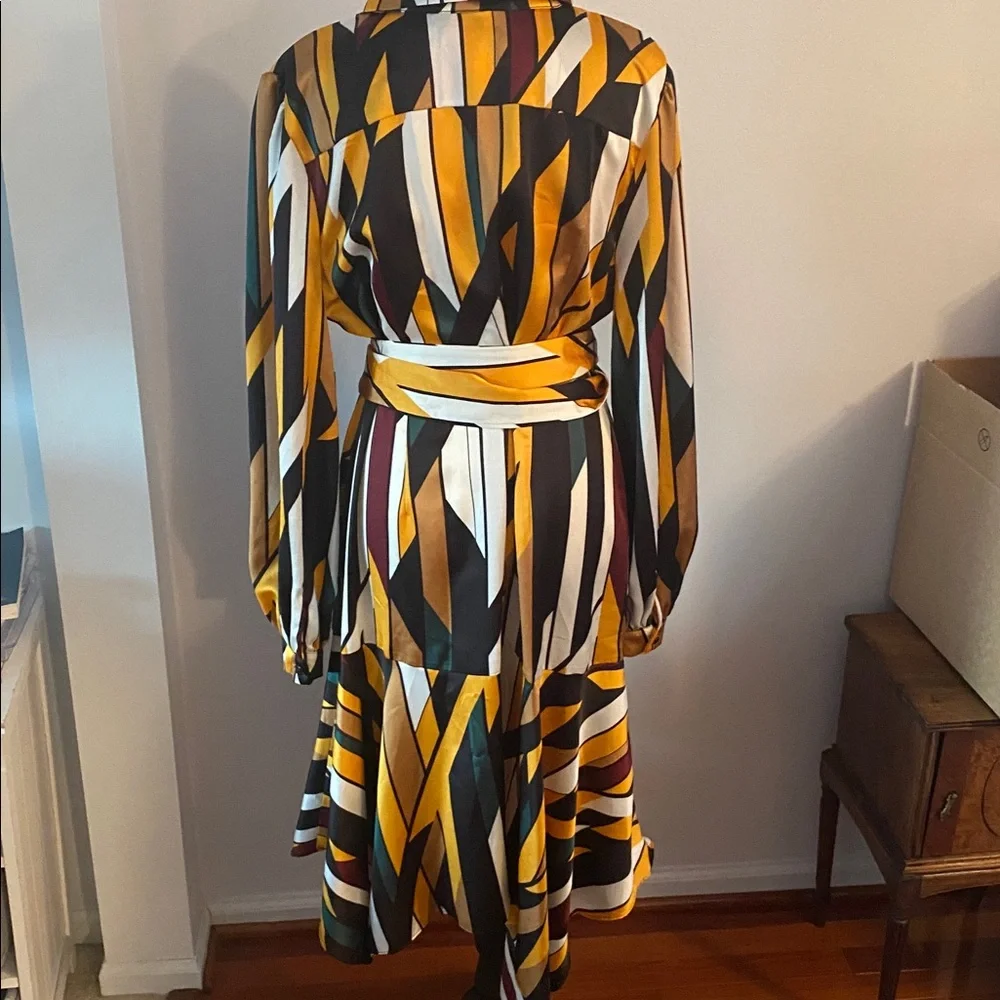 Karl Lagerfeld NWT stripped retro look dress asymmetrical size 14 - Picture 7 of 13